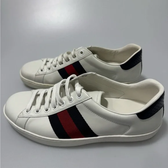 Gucci New Ace Leather Sneakers White Navy Men’s UK 6/US 7